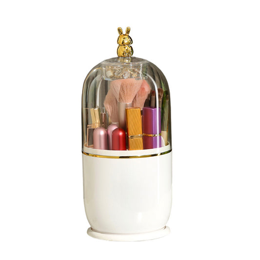 Transparent Makeup Brush Holder Desktop Rotating Dustproof Storage Box