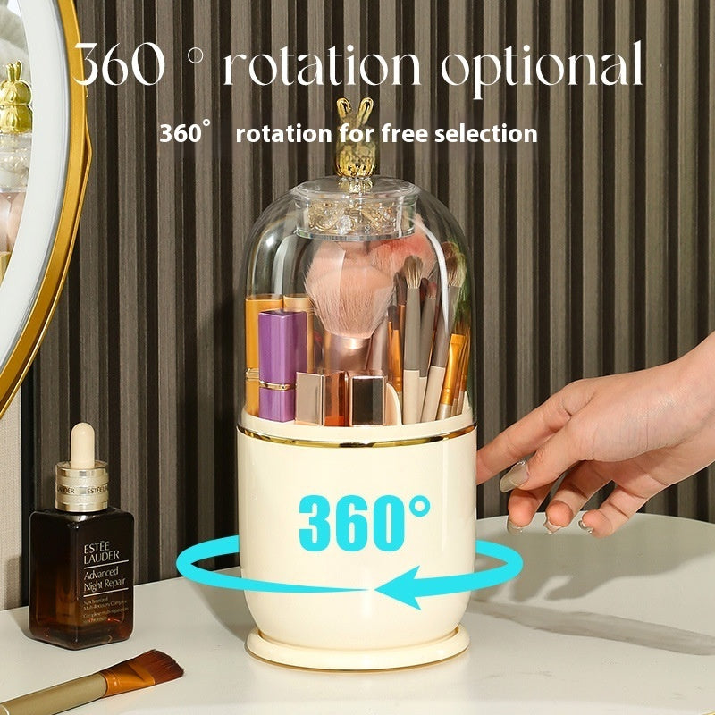 Transparent Makeup Brush Holder Desktop Rotating Dustproof Storage Box
