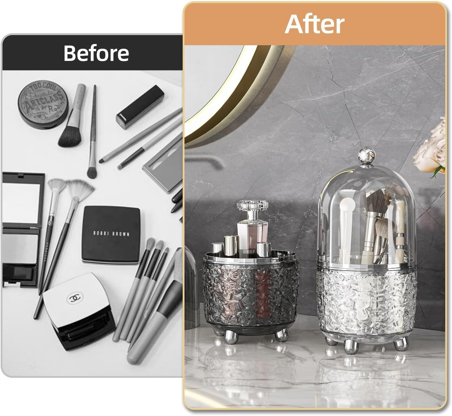 Large Capacity Bathroom Vanity Makeup Brush Storage Rack Organizer