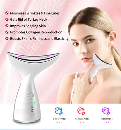 All-in-One EMS Microcurrent Facial Massager and Neck Lifting Device with LED Photon Therapy