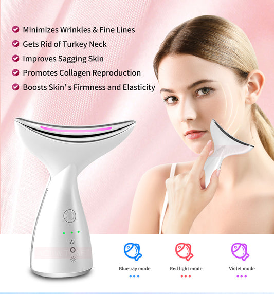 All-in-One EMS Microcurrent Facial Massager and Neck Lifting Device with LED Photon Therapy