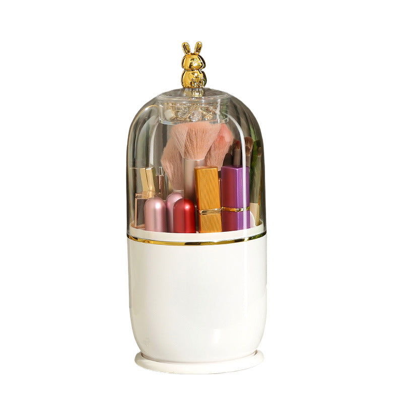 Transparent Makeup Brush Holder Desktop Rotating Dustproof Storage Box