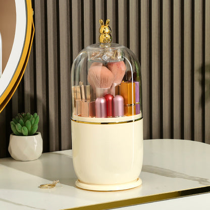 Transparent Makeup Brush Holder Desktop Rotating Dustproof Storage Box